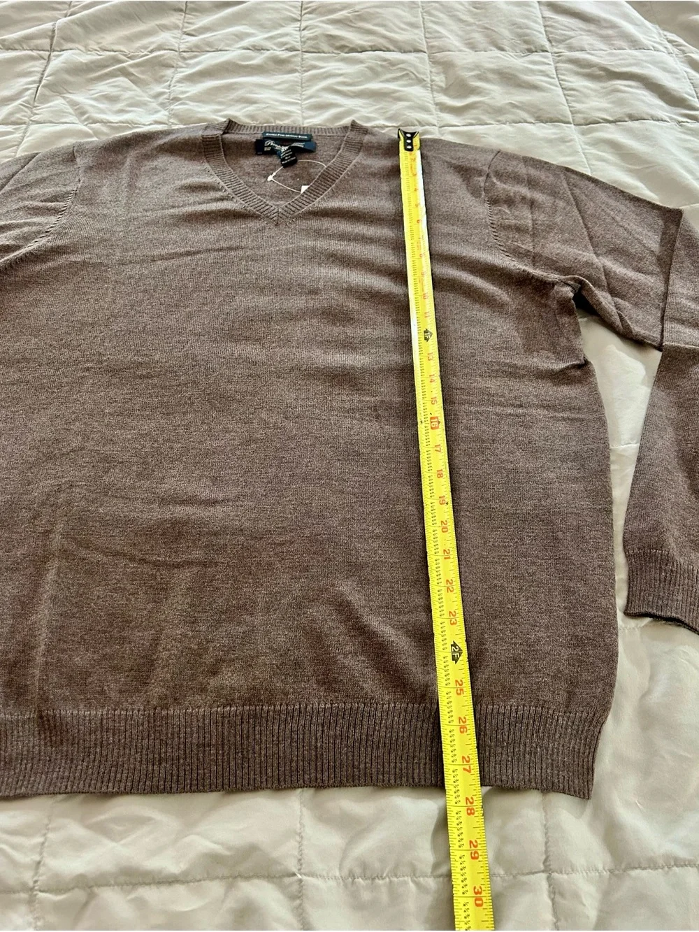 Pronto Uomo 100% Extra Fine Merino Wool Men’s V-Neck Sweater - Brown, XL - NWT